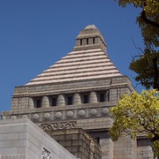 Exterior view of the tower of the Japanese Diet building